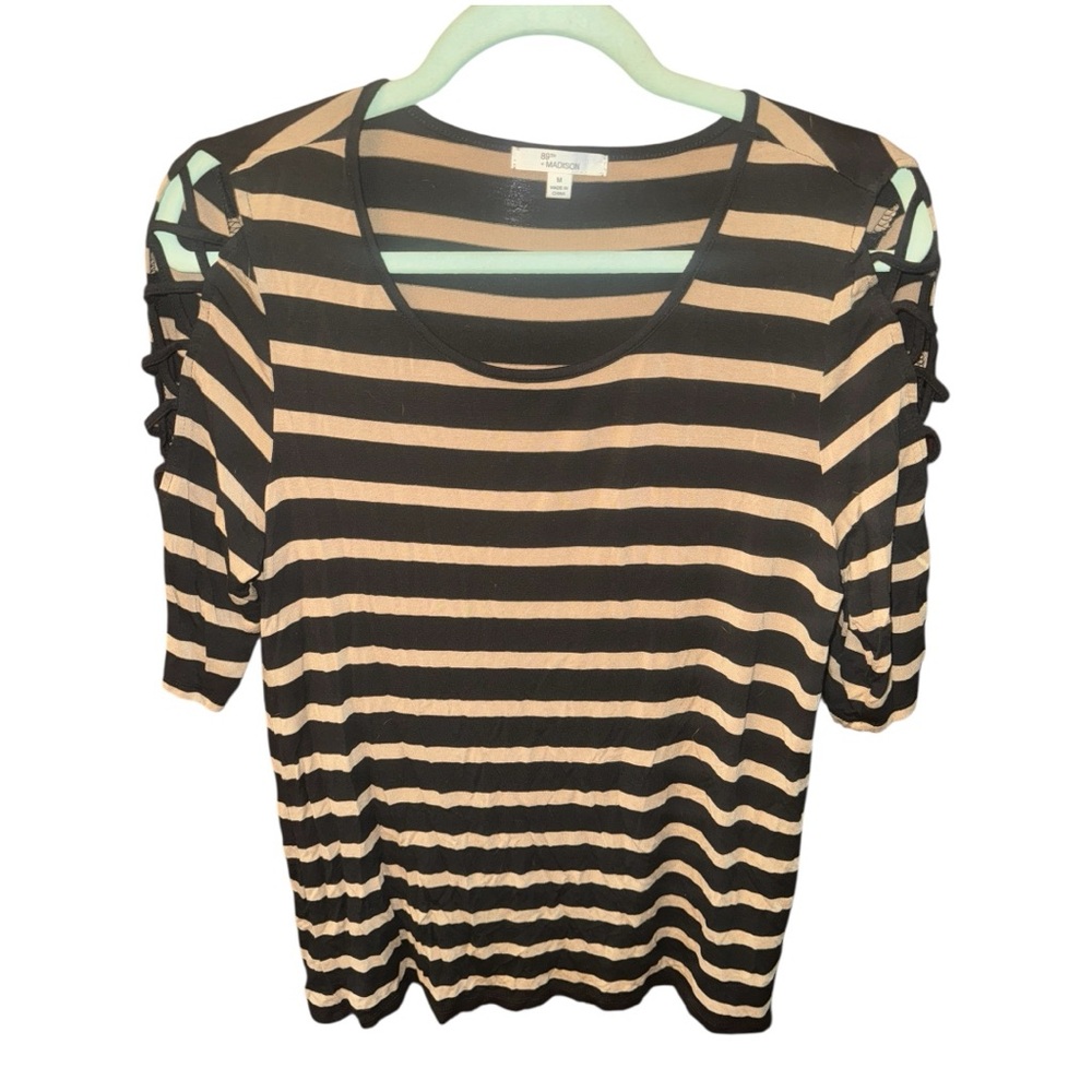 Madison Black and Tan Cut Out Blouse